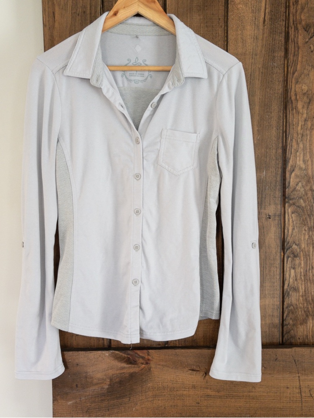 Prana Kinley Silver Stripe Button Down Lightweight Roll Tab Shirt Small